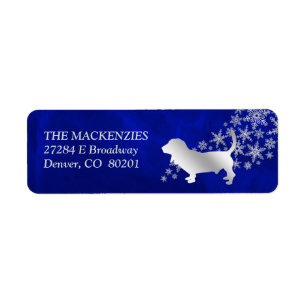 Blue Winter Basset Hound Return Address Label