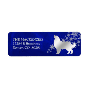 Blue Winter Bernese Mountain Dog Return Address Return Address Label