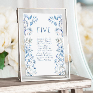 Blue Winter Berries Flowers Wedding Table Numbers