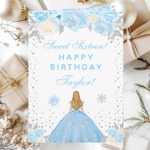 Blue Winter Blonde Hair Princess Sweet Sixteen Card