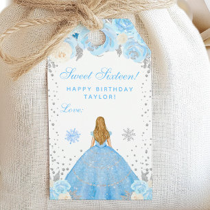 Blue Winter Blonde Hair Princess Sweet Sixteen Gift Tags