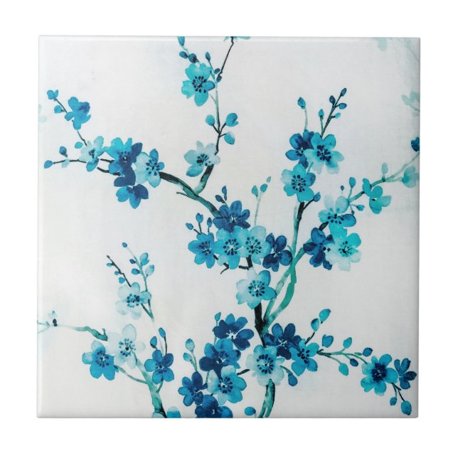 Blue Winter Blooms | Custom Ceramic Tile (Front)