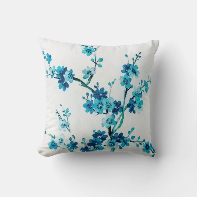 Blue Winter Blooms | Floral Cushion (Front)