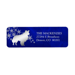 Blue Winter Border Collie Return Address Label