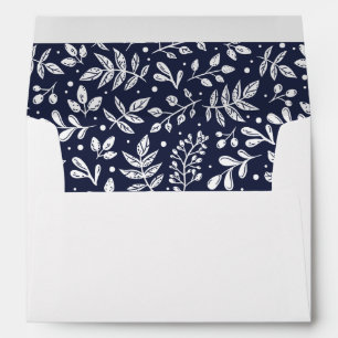 Blue Winter Botanical with Merry Christmas Address Envelope