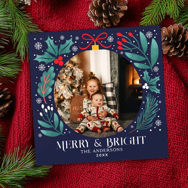 Blue Winter Botanicals Ornament Christmas Photo (Creator Uploaded)