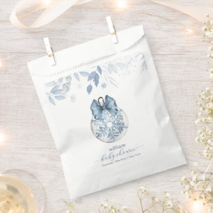 Blue Winter Bow Snowflake Ornament Baby Shower Favour Bag