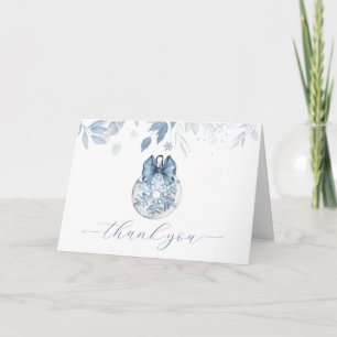 Blue Winter Bow Snowflake Ornament Baby Shower Thank You Card
