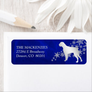 Blue Winter Boxer Dog Return Address Label