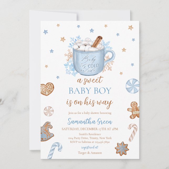 Blue Winter Boy Baby Shower Invitation (Front)
