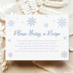 Blue Winter Bridal Shower Recipe Request Enclosure Card