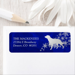 Blue Winter Brittany Dog Return Address Label