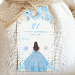 Blue Winter Brunette Hair Princess Birthday Party Gift Tags<br><div class="desc">This elegant and glamourous gift tag can be personalised with a name or title such as daughter, granddaughter, niece, friend etc. The design features a beautiful princess with brunette hair and fair skin in a blue ball gown. The text combines handwritten script and modern sans serif fonts for a classy...</div>