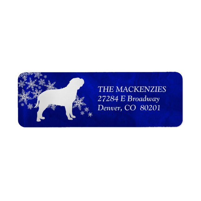 Blue Winter Bull Mastiff Return Address Label (Front)