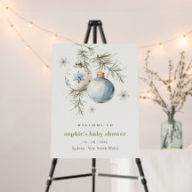 Blue Winter Chirstmas Boy Baby Shower Welcome