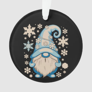 Blue Winter Christmas Gnome Xmas Snow Holiday Ornament