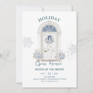 Blue Winter Christmas Holiday Open House Invitation
