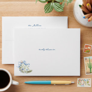 Blue Winter Christmas Matching Return Address Envelope