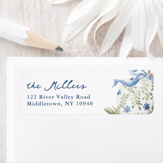 Blue Winter Christmas, Matching Return Address Label (Insitu)