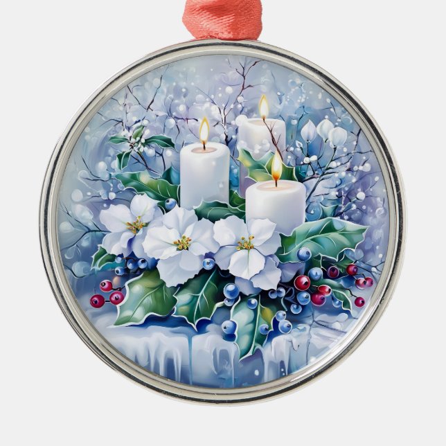 Blue Winter Christmas Ornament (Front)