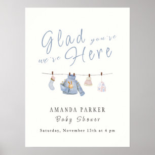 Blue Winter Clothesline Baby Shower Welcome sign