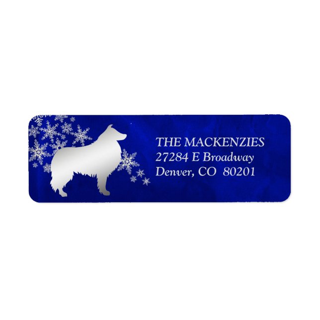 Blue Winter Collie Dog Return Address Return Address Label (Front)