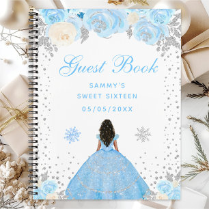 Blue Winter Dark Skin Princess Sweet Sixteen Notebook