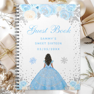 Blue Winter Dark Skin Princess Sweet Sixteen Notebook