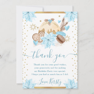 Blue Winter Dessert Birthday Party Thank You Card
