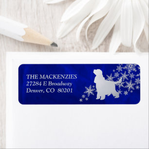 Blue Winter English Cocker Spaniel Return Address Label