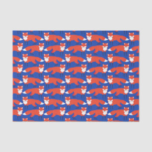 Blue Winter Forest Woodland Fox  Tissue Paper