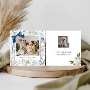 Blue Winter Grandmillenial Christmas, Square Photo Holiday Card