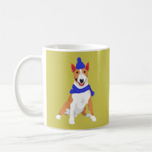 Blue Winter Hat and Shawl Miniature Bull Terrier Coffee Mug