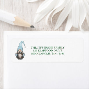Blue Winter Holiday Nordic Gnome Return Address Label