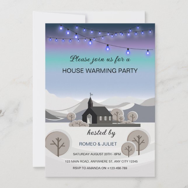 Blue Winter Homewarming Invitation (Front)