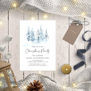Blue Winter Landscape Christmas Party Invitation
