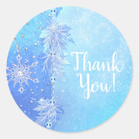Blue Winter Leaves & Snowflakes Elegant Favour