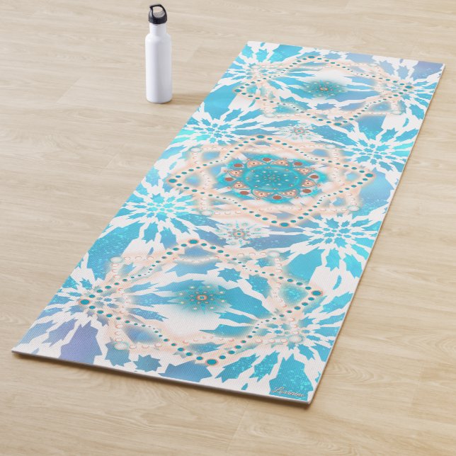 Blue Winter Mandala Floral patterns  Yoga Mat (In Situ)