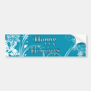 Blue Winter Meadow - Happy Holidays Bumper Sticker