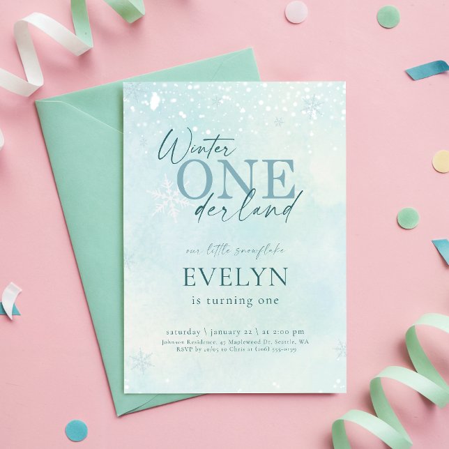 Blue Winter Onederland Baby Kid First Birthday Invitation (Creator Uploaded)