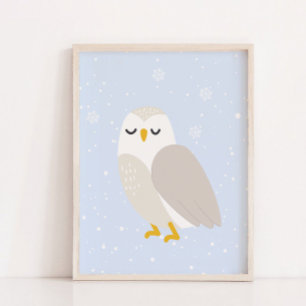 Blue Winter Owl Arctic Animal Nursery Decor