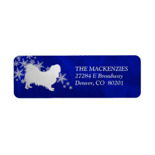 Blue Winter Pekingese Return Address Label