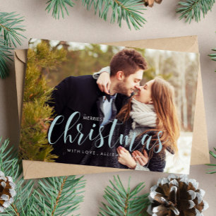 Blue Winter Pines Photo Greeting Card