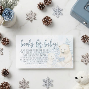 Blue Winter Polar Bear Watercolor Books for Baby Enclosure Card
