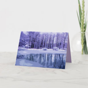 Blue Winter Pond Christmas Card