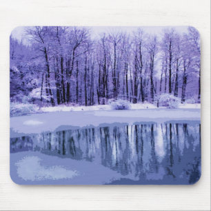 Blue Winter Pond Mouse Pad