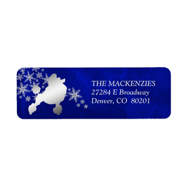 Blue Winter Poodle Return Address Label (Front)