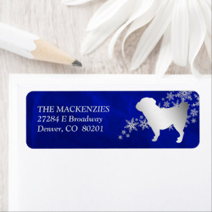 Blue Winter Pug Return Address Label