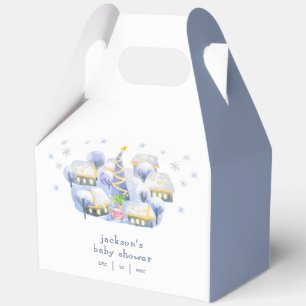 Blue Winter Snow It Take A Village Baby Shower Favour Box