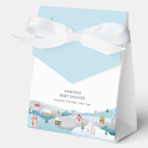 Blue Winter Snow It Takes A Village Baby Shower Favour Box